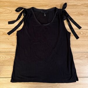 White House Black Market Black Tank Top with Shoulder Ties